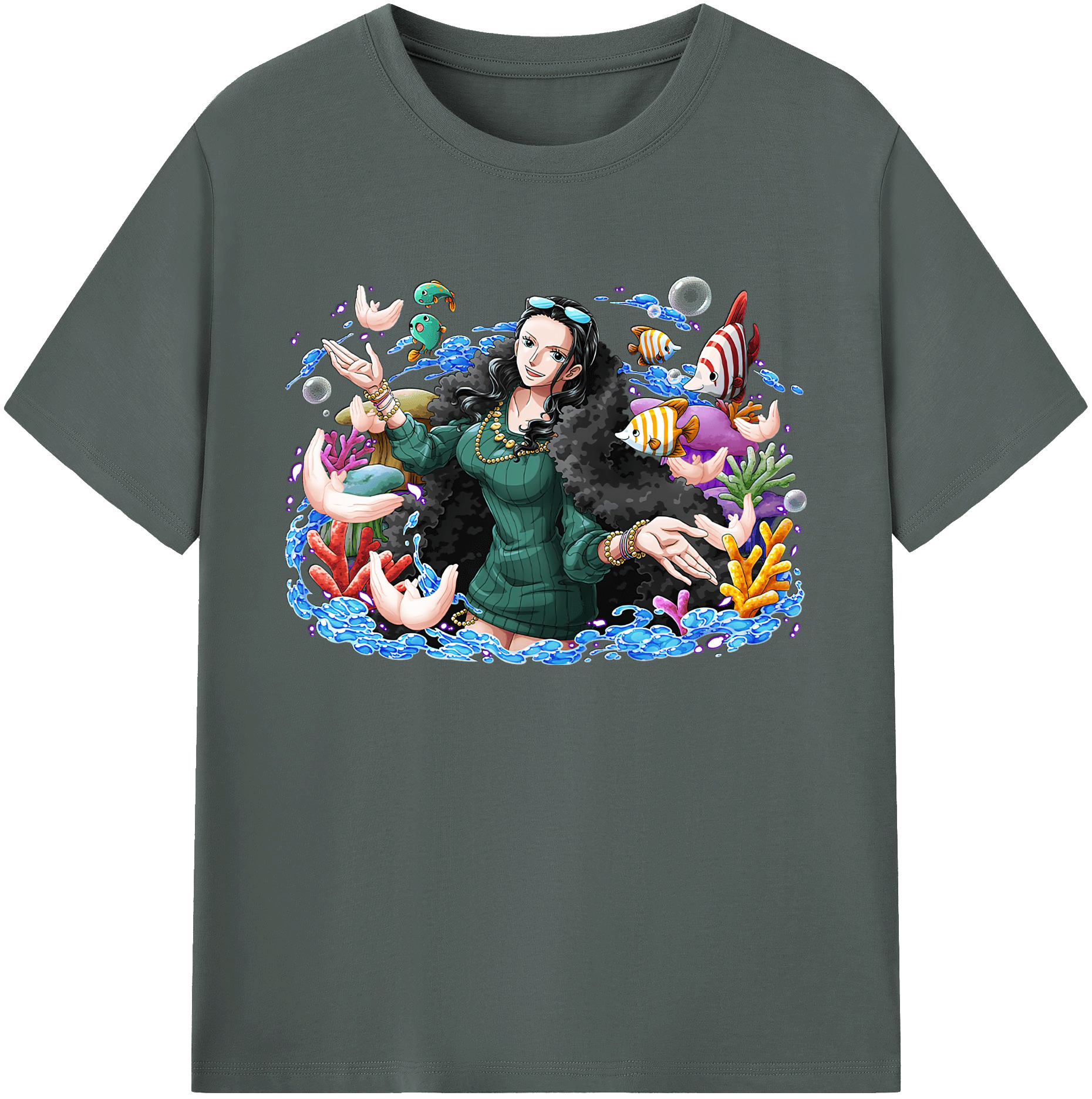 ワンピース ニコ・ロビン ONE PIECE Nico Robin 綿100％ メンズ半袖Tシャツ｜肌触りやわらか＆通気性